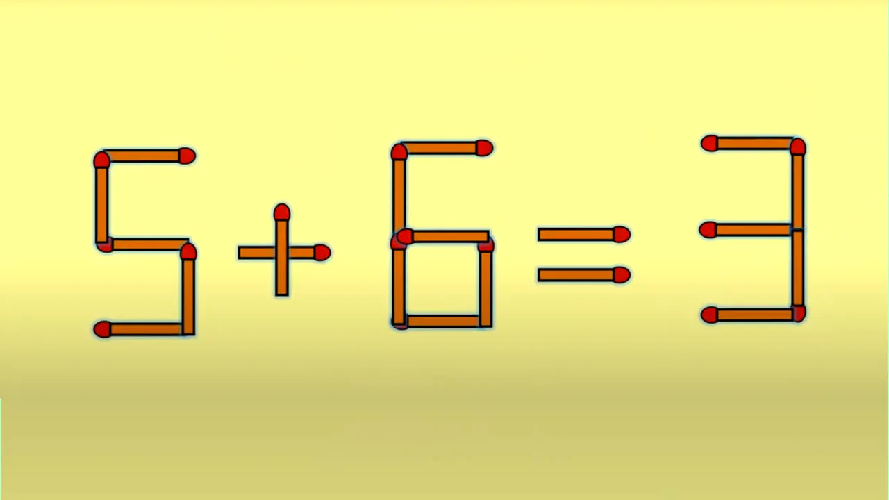 Test de inteligență | Corectați 5 + 6 = 3, mutând un singur băț de chibrit