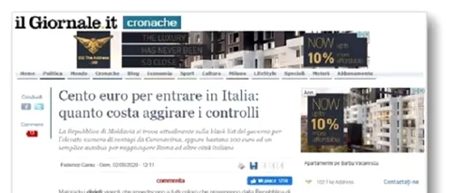 Un alt atac al presei italiene, însă sub formă de fake news: „România infectează Italia cu basarabeni”