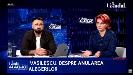 Lia Olguța Vasilescu spune că nu înțelege de ce s-au anulat ALEGERILE prezidențiale de anul trecut: „Cei care le-au anulat, ar trebui să ne explice”