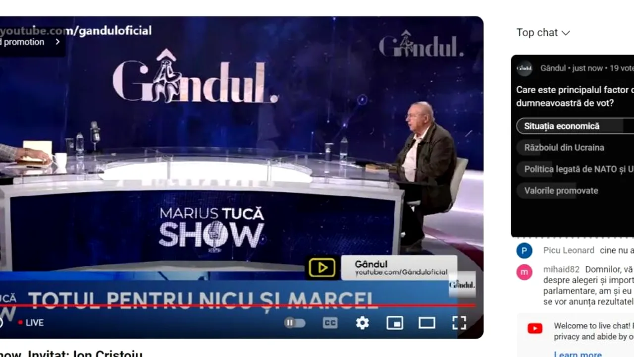 POLL Marius Tucă Show: „Care este principalul factor care va influența intenția dumneavoastră de vot?”