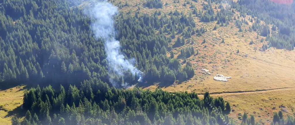 INCENDIU de proporții în Parcul Național Buila Vânturarița. Pompierii se luptă de două zile cu flăcările / Un elicopter Black Hawk a fost mobilizat