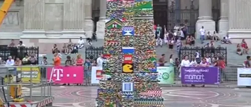 Recordul mondial pentru cel mai înalt turn din piese Lego, stabilit în Ungaria - VIDEO
