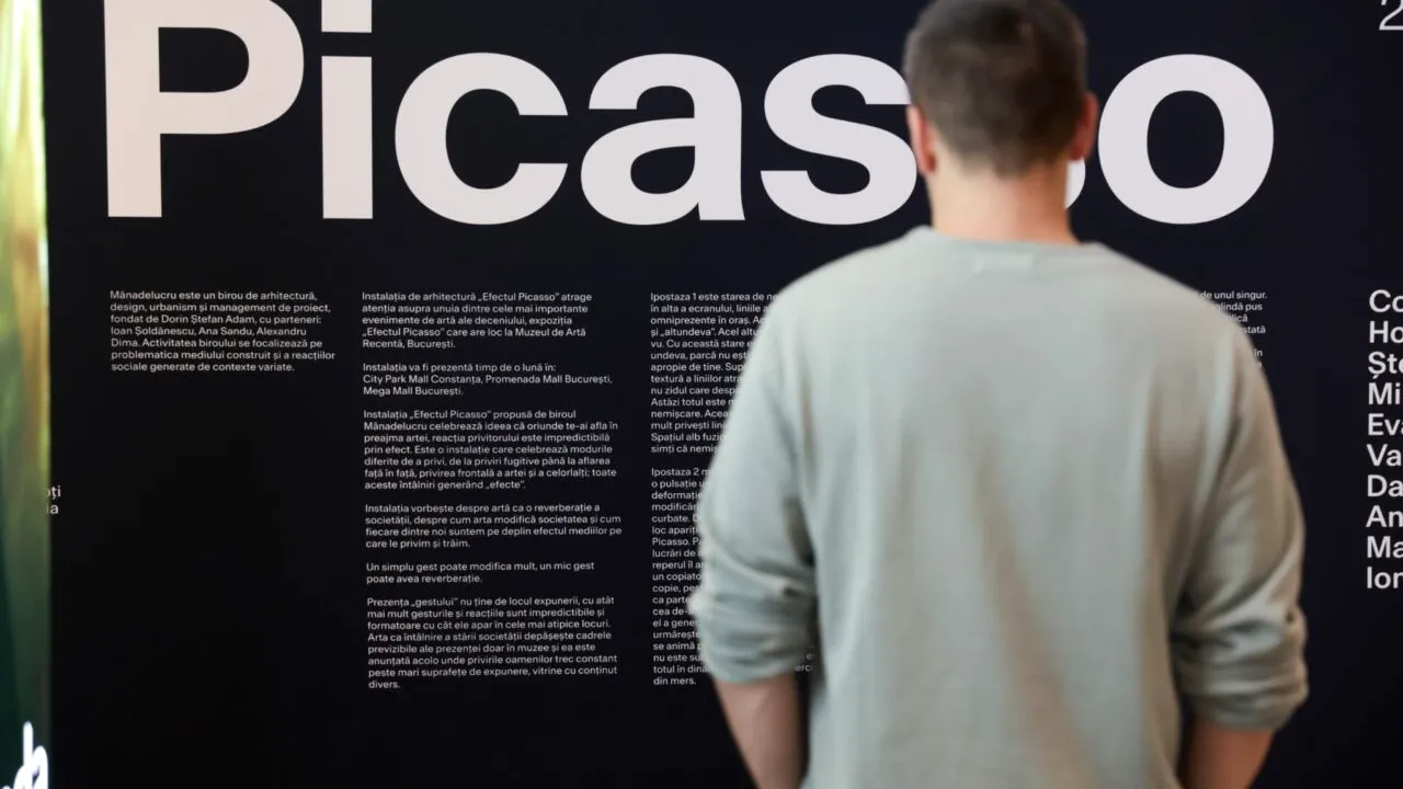 Instalația de arhitectură omagială pentru susținerea și promovarea expoziției Efectul Picasso, de la Muzeul de Artă Recentă, a ajuns la Promenada Mall