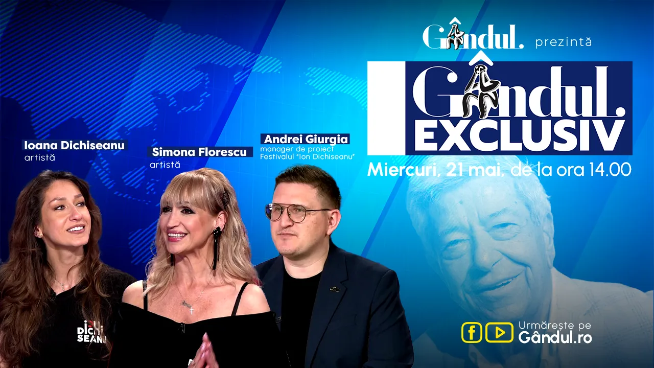 Gândul Exclusiv prezintă ”Raiul cultural” miercuri, 21 mai, ora 14.00, live pe Gândul. Invitați: Ioana Dichiseanu, Simona Florescu și Andrei Giurgia