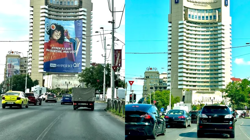 O companie a fost amendată pentru montarea FĂRĂ AUTORIZAȚIE pe Grand Hotel București (fostul Intercontinental) a unui panou publicitar