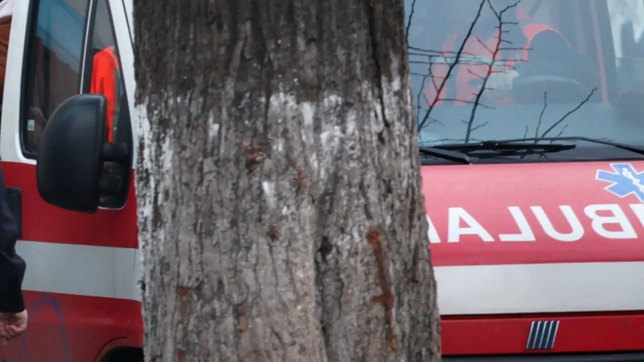 Cinci răniți după ce un autoturism a intrat într-o autoutilitară, apoi într-o macara