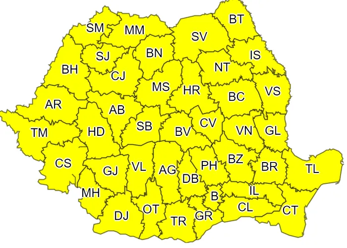 Alertă de vreme severă în toată țara! Cod galben de ploi în mai multe județe din țară