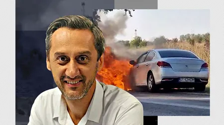 VIDEO | Mașina prefectului de Olt, Mario de Mezzo, a fost mistuită de flăcări. La volan se afla şefa Cancelariei, care a scăpat nevătămată