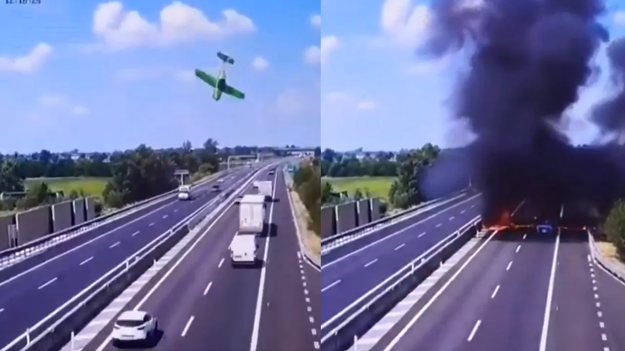 ACCIDENT aviatic în Italia. Un avion s-a prăbușit pe o autostradă din Brescia
