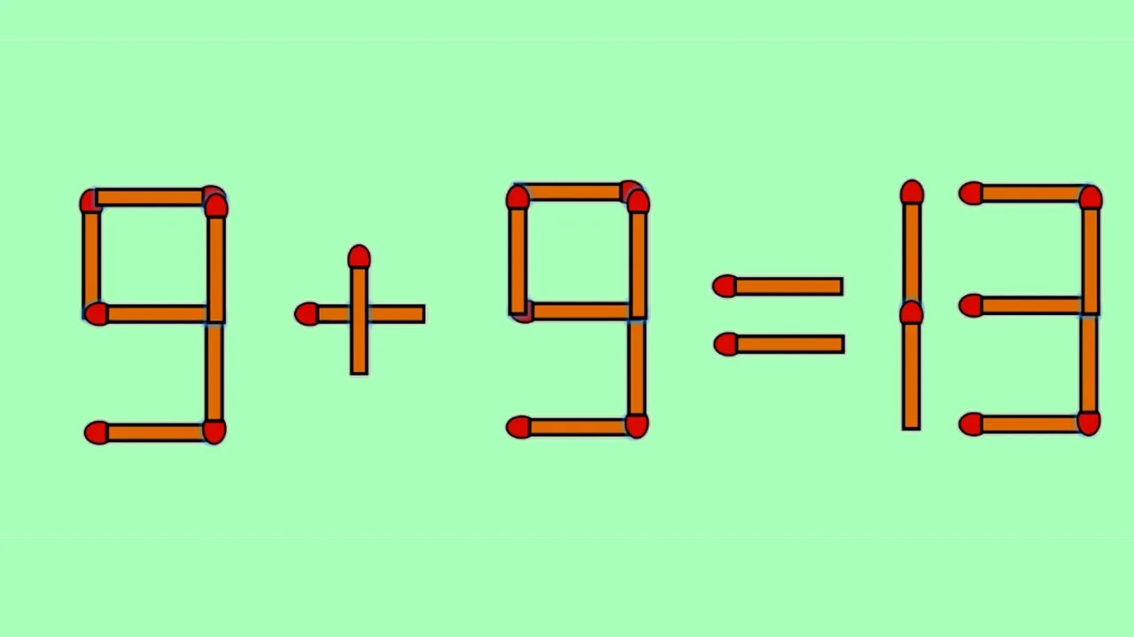 Test IQ cu chibrituri | 9+9=13 este greșit. Pentru a corecta egalitatea, mutați un singur băț