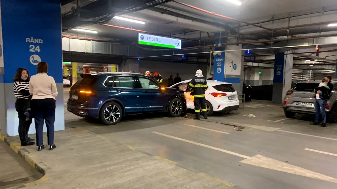 Accident grav în parcarea subterană a unui mall din București. Ce au descoperit pompierii veniți în ajutor