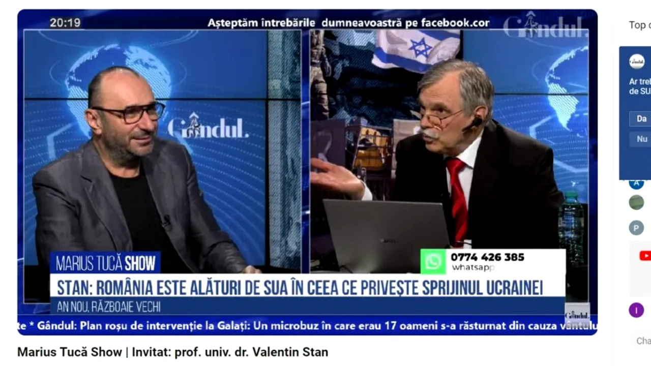 Poll „Marius Tucă Show”. „Ar trebui ca ajutorul financiar și militar acordat Ucrainei de SUA și UE să se micșoreze în 2024?”