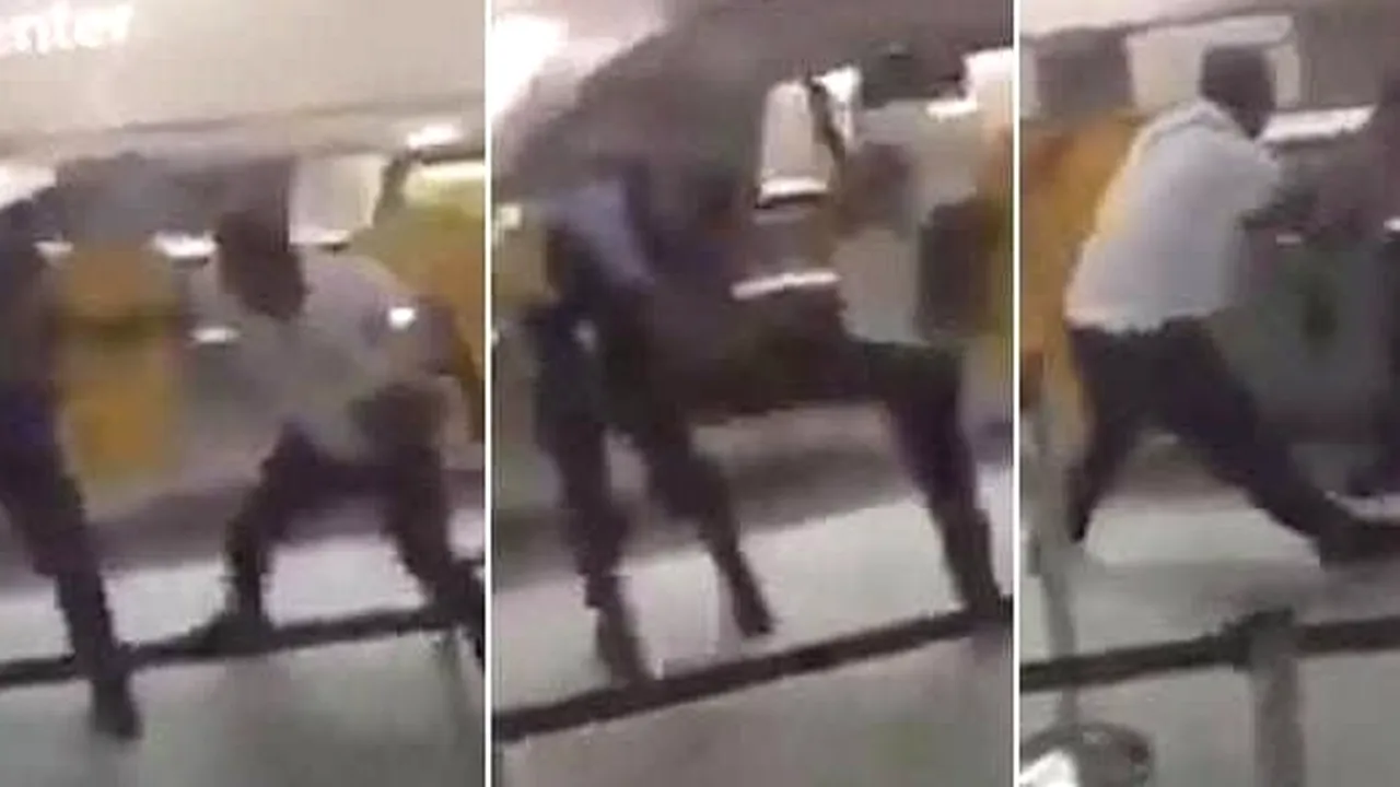 Momente șocante în aeroportul din Frankfurt! Trei agenți de securitate, făcuți KO de un luptător MMA care a considerat că soția sa e umilită. VIDEO 