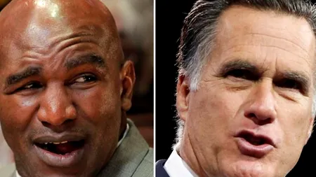 Evander Holyfield trimis la podea de Mitt Romney într-un meci organizat în scop caritabilal