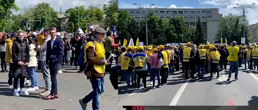 Sindicaliștii din învățământ protestează în Piața Victoriei. Profesorii cer SALARII mai mari și amenință cu GREVA GENERALĂ - FOTO&VIDEO
