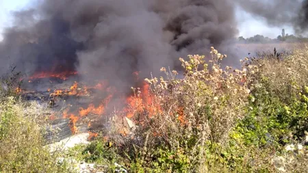 Incendiu puternic de vegetație în Dâmbovița. A fost emis un mesaj RO-Alert
