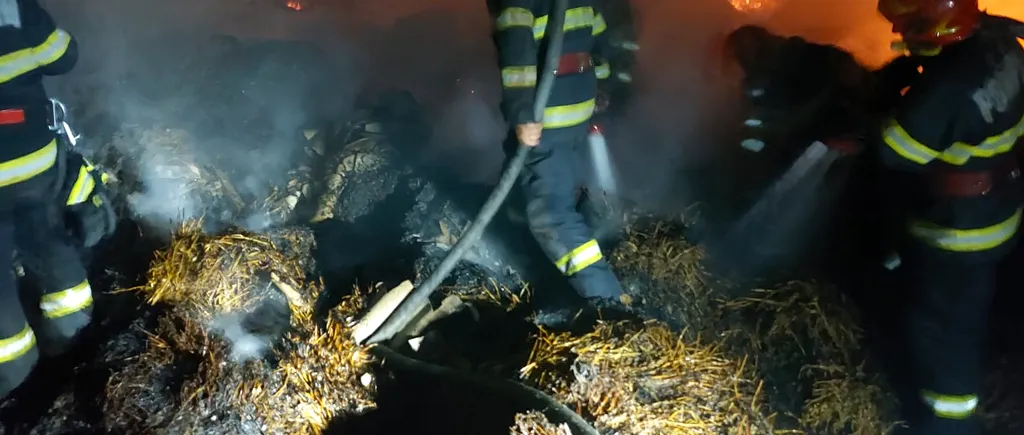 VIDEO | Incendiu la o hală din Vrancea. 8 ore s-au chinuit pompierii să stingă flăcările