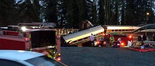 Un tren de persoane a deraiat și a căzut de pe un pod din statul Washington. Cel puțin șase oameni au murit și alți 70 sunt răniți. VIDEO