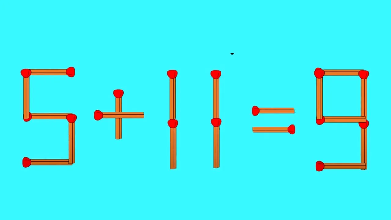TEST de inteligență cu chibrituri | Mută un singur băț pentru a corecta 5+11=9