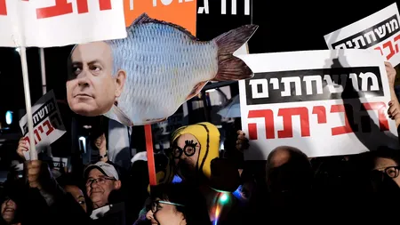 Cel mai nou slogan la protestele anticorupție din Israel: 