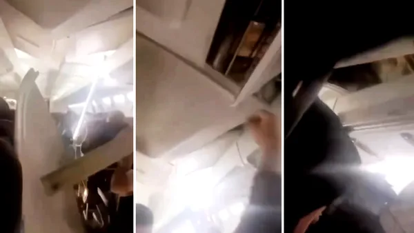 Plafonul unui avion s-a desprins în timpul zborului, în Iran. Pasagerii au filmat momentele de panică