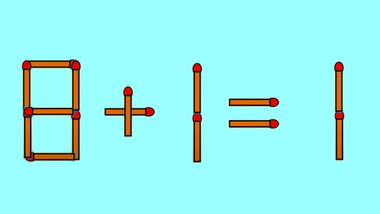 TEST IQ | 8 + 1 = 1 este complet greșit. Corectați egalitatea mutând un singur chibrit
