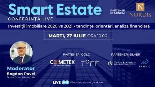 Conferința digitală LIVE Smart Estate în direct, din studioul GÂNDUL LIVE. Investiții imobiliare 2020 vs 2021 - tendințe, orientări, analiză financiară