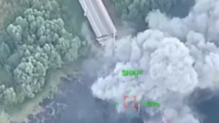Imagini cu momentul în care PODUL din Kursk este distrus de ucraineni