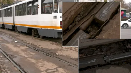 EXCLUSIV VIDEO | Șinele de tramvai, capcanele din București. 