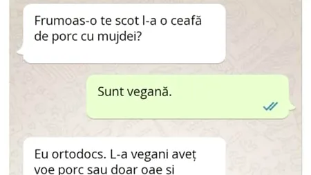 Bancul de joi | „Frumoas-o te scot l-a o ceafă de porc cu mujdei?”