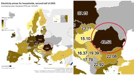 România are cel mai scump curent electric din Europa, o arată cifrele oficiale. De departe!