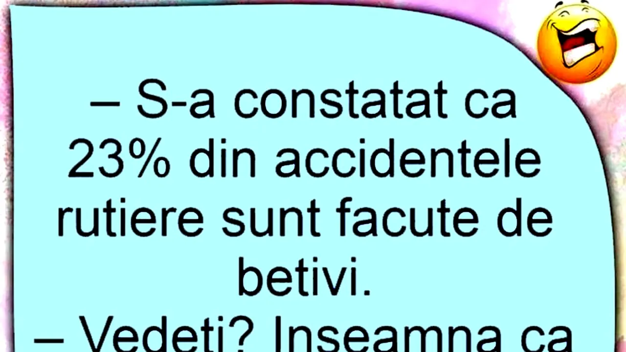 BANCUL ZILEI | „S-a constatat că 23% dintre accidentele rutiere sunt făcute de bețivi”