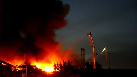 INCENDIU puternic la o fabrică de cherestea din Toplița, la 15 metri de o benzinărie