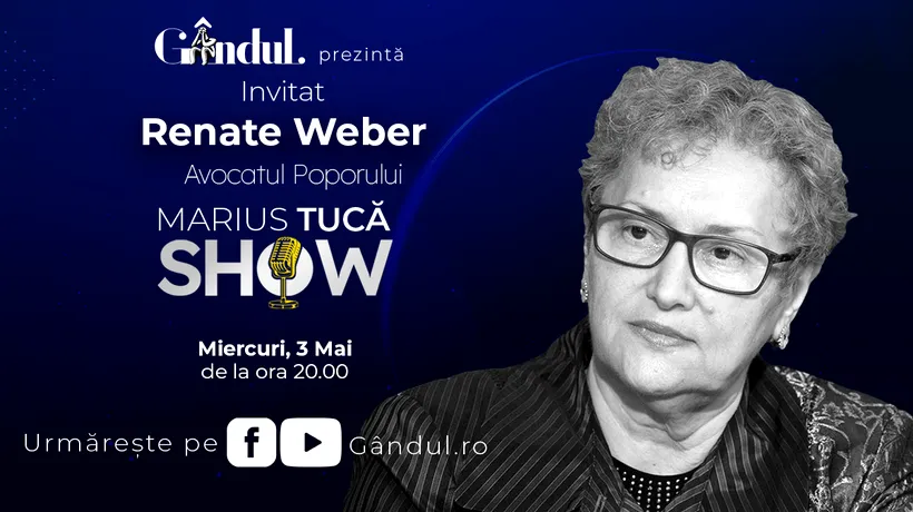 „Marius Tucă Show” începe miercuri, 3 mai, de la ora 20.00, live pe gândul.ro. Invitata ediției: Renate Weber