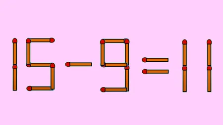 Test de inteligență | Mutați un singur băț, pentru a transforma 15-9=11 într-o egalitate corectă