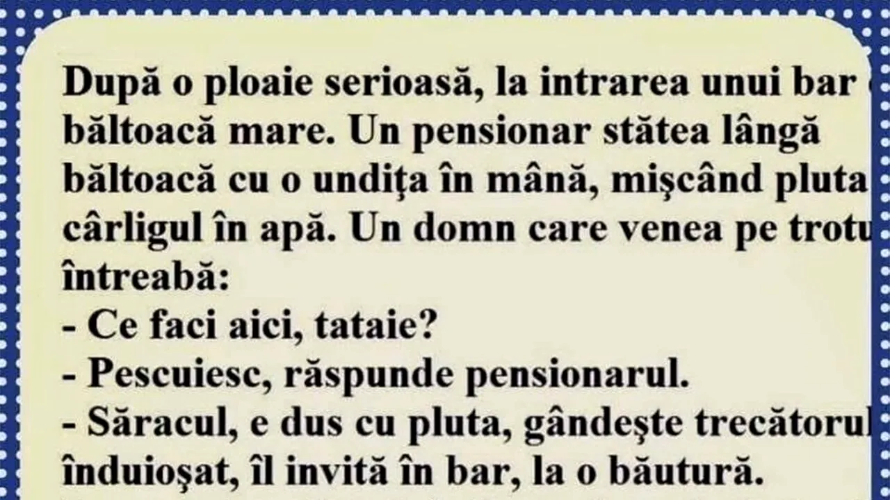 Bancul de marți | Pensionarul și băltoaca