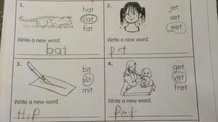 Răspunsul unei fetițe la un test primit la grădiniță a ajuns viral pe internet