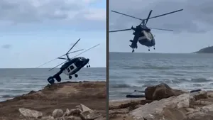 Imagini spectaculoase cu elicopterul rușilor care s-a prăbușit în Daghestan. Victimele erau chiar de la fabricile lor de armament