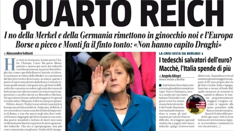 Presa italiană - atac dur la Angela Merkel, Al patrulea Reich 
