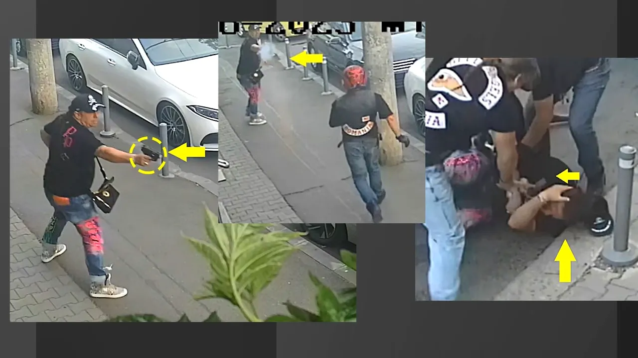 EXCLUSIV | Imagini șocante din timpul măcelului de la Foișorul de Foc, între bandele de motocicliști. S-a tras ca în Vestul Sălbatic