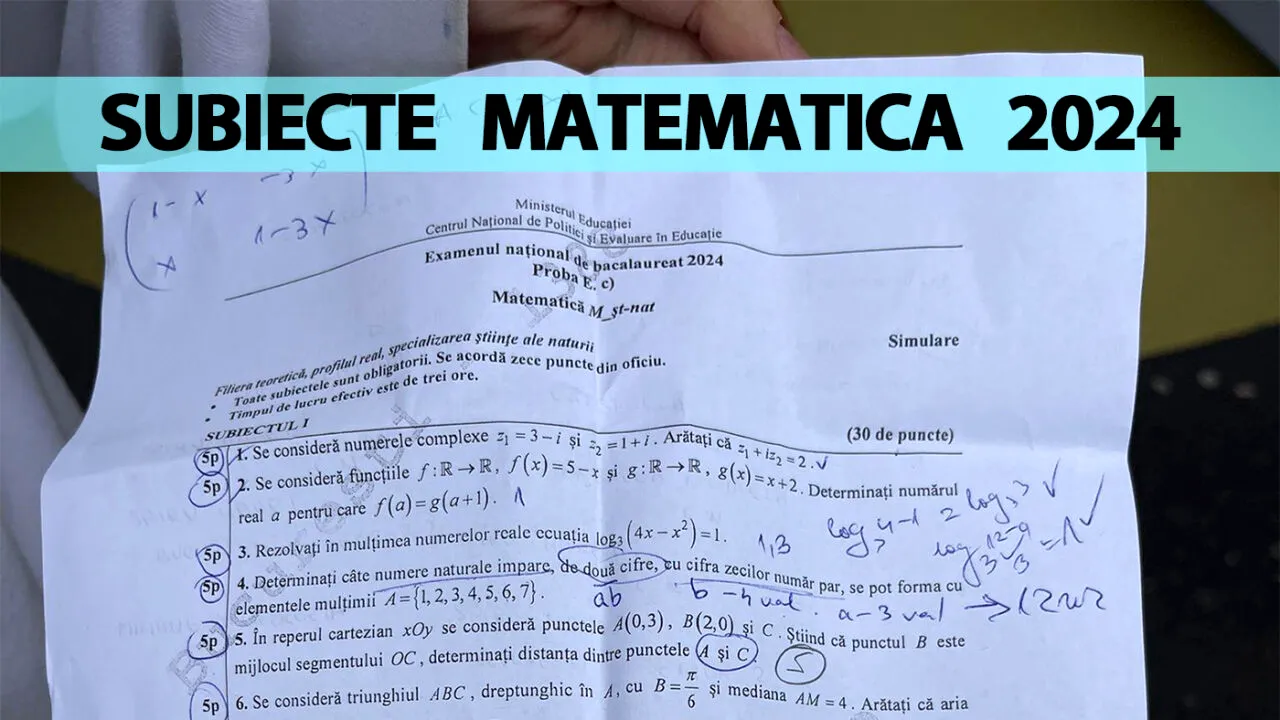BACALAUREAT 2024 | Ce subiecte au picat la Matematică. Exercițiul care i-a pus pe elevi în încurcătură