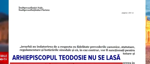 Teodosie nu se lasă. A rostit iar la slujbă MOLIFTELE Sfântului Vasile cel Mare, pentru care a fost sancționat