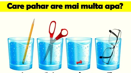Test de inteligență cu 10 întrebări dificile | Prima: Care pahar are mai multă apă?