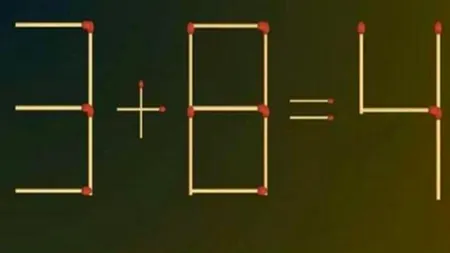 Test de inteligență | Mută un singur băț de chibrit pentru a rezolva ecuația