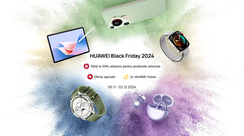 Black Friday 2024 la HUAWEI Store: Au mai rămas două Black Weekend-uri din cele trei cu reduceri masive. Ofertele continuă cu prețuri speciale