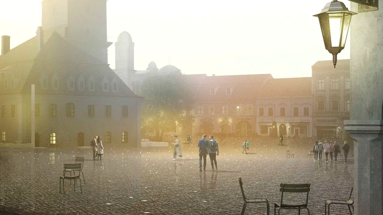 GALERIE FOTO | Una dintre cele mai frumoase piețe din România se transformă. Cum va arăta după reabilitare