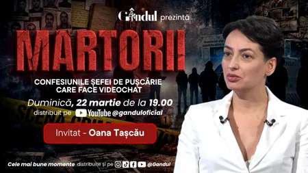 Oana Tașcău, fostă directoare de penitenciar și vedetă Only Fans, invitată la MARTORII – duminică, 22 martie, ora 19:00