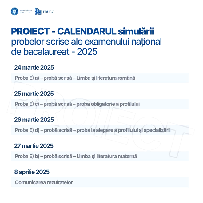 Simulările pentru Bacalaureat vor avea loc în perioada 24-27 martie 2025 / Sursa foto: Facebook Ligia Deca