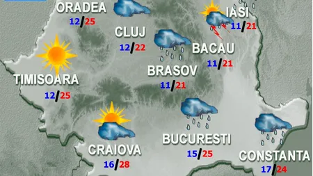 METEO | Vremea, în general, instabilă / În anumite regiune temperaturile vor scădea până la 9 grade