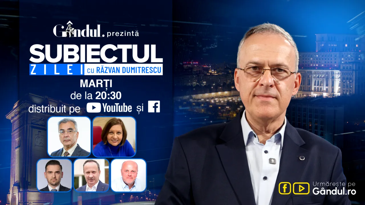 „Subiectul Zilei cu Răzvan Dumitrescu” începe marți, 13 octombrie, de la ora 20:30, în direct pe Gândul.  În exclusivitate, șefa ANM, Elena Mateescu, face confesiuni despre conflictul cu Diana Buzoianu. Petrișor Peiu oferă detalii din culisele formării guvernului condus de Luca Niculescu